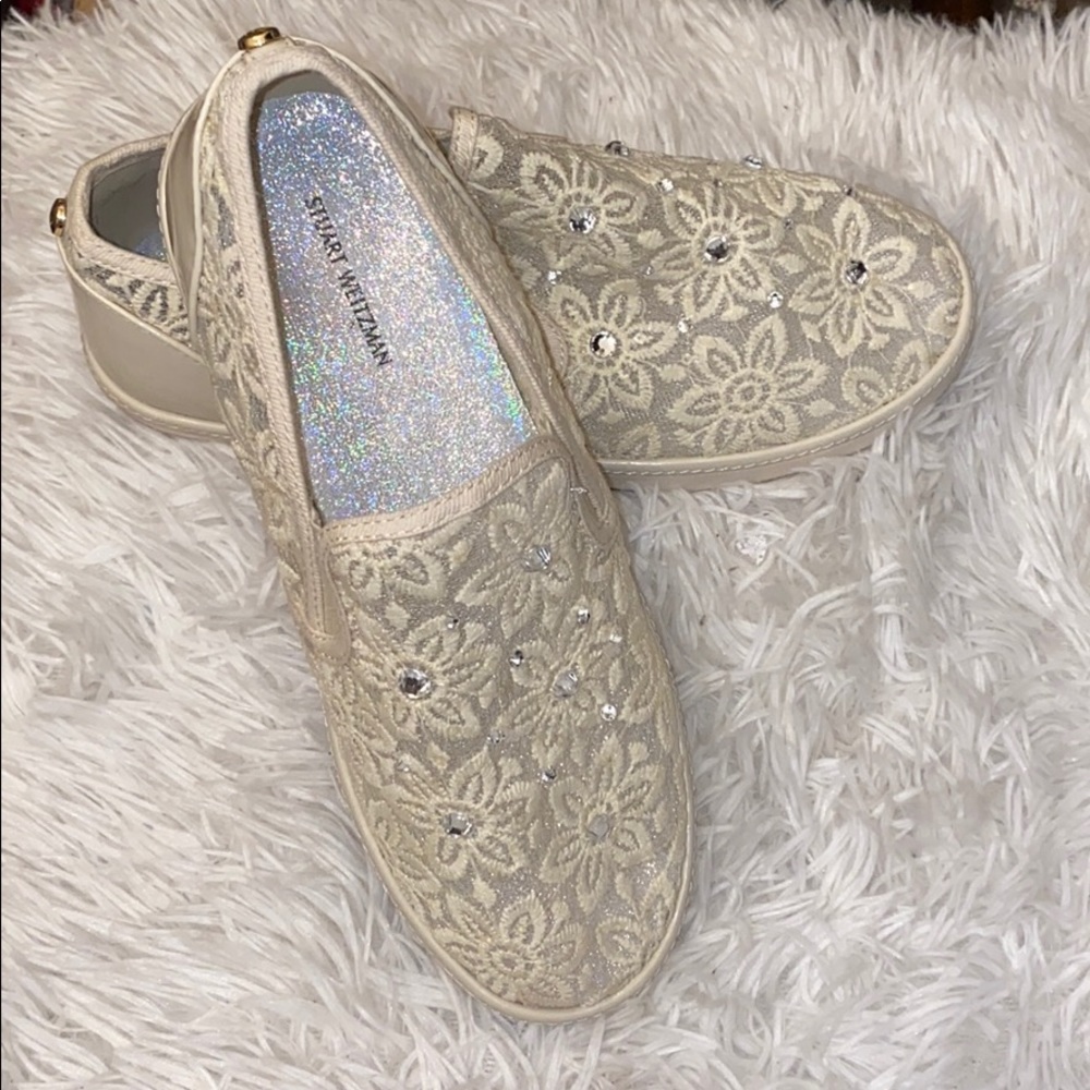 Stuart Weitzman Ariana Slider Lace Gore Sneaker